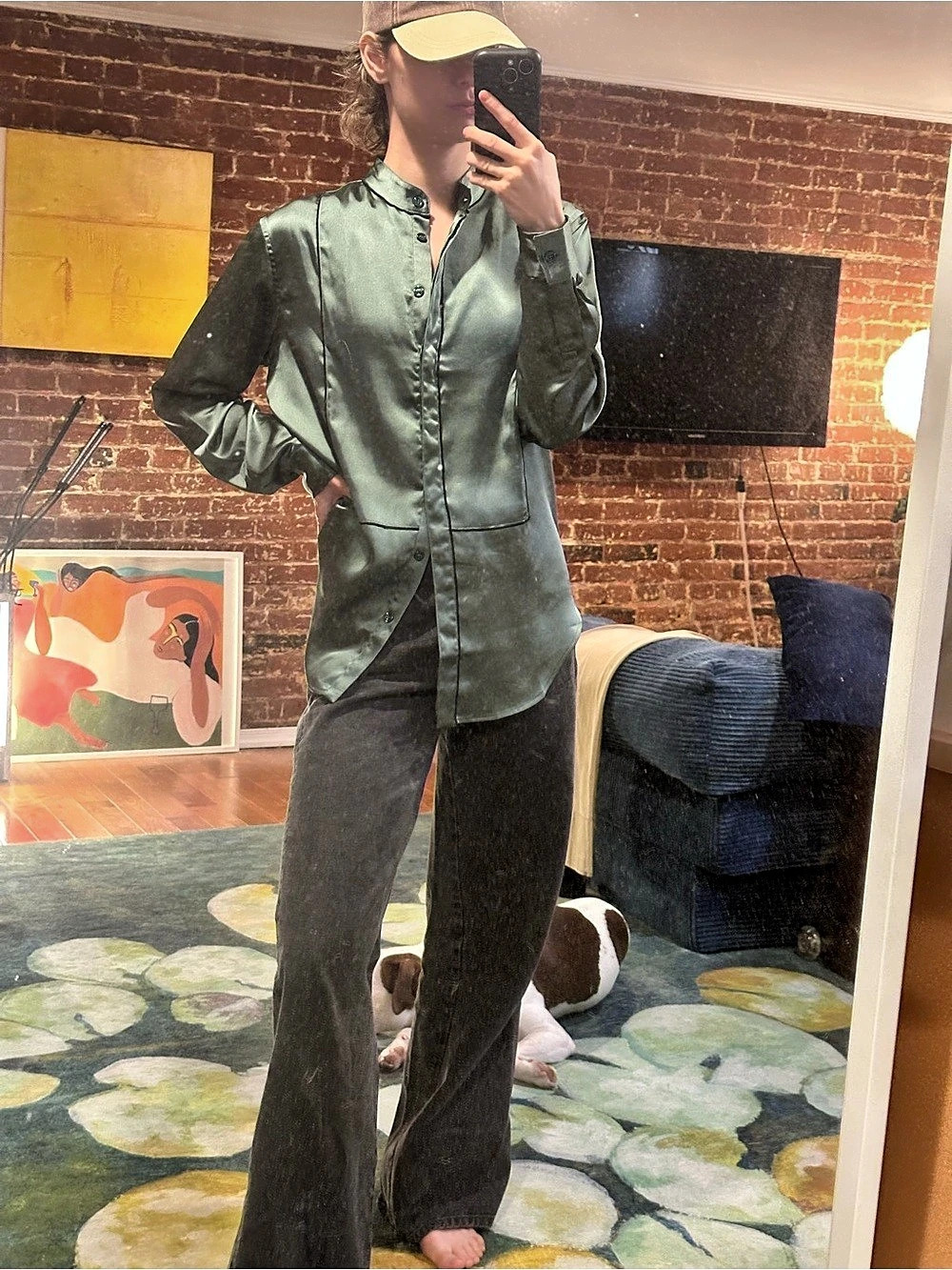 The Empower Satin Long Sleeve Tuxedo Button Up - Medium